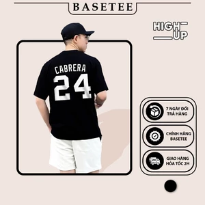Áo thun đen Cabrera 24 100% cotton co giãn thấm hút mồ hôi 40-100kg form rộng Basetee Unisex