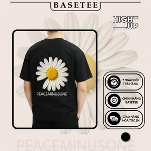 Áo thun đen PEACEMINUSONE 100% cotton co giãn thấm hút mồ hôi 40-100kg form suông Unisex Basetee