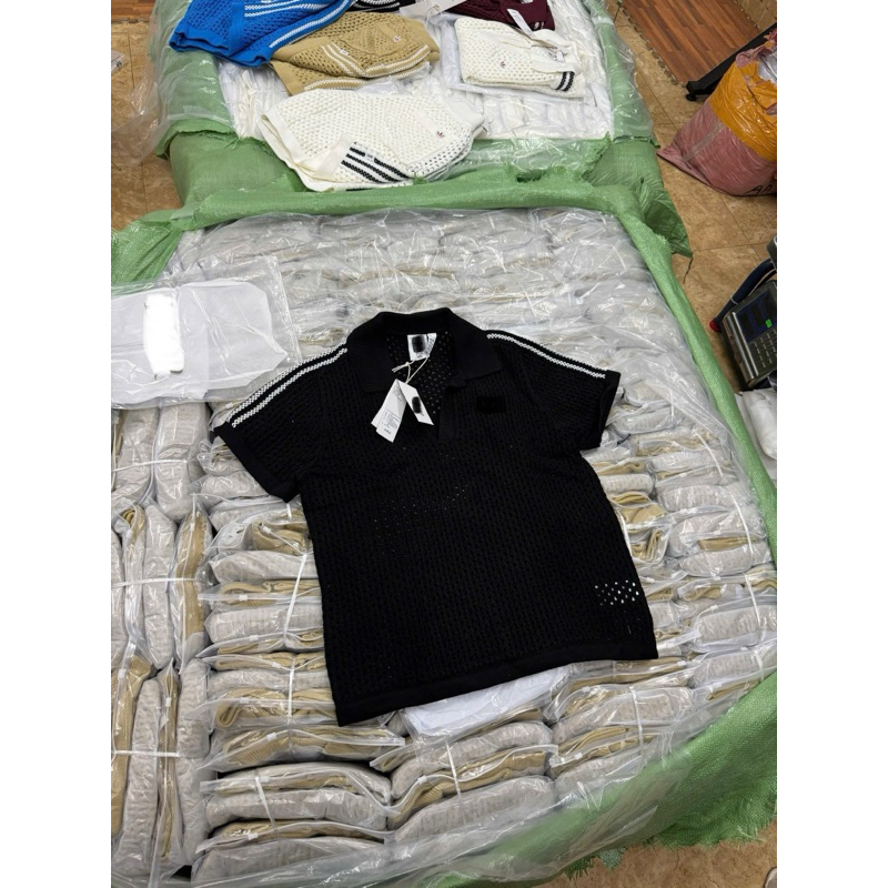 ⚡️[Hight Quality] Full Bộ Quần / Áo Polo Len 1adia X C1ot Black And White - Điểm Nhấn Lỗ Cao Cấp Phối Logo Thêu Nam Nữ