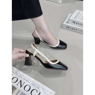Giày sandal cao gót bít mũi gót vuông 5P và 7P phối màu cực mềm , êm chân Giày BánhBèo mã Giaysandalmixmau