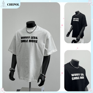 Áo Thun Nam Chepol Cao Cấp, In Chữ Worry Less , Áo Phông Nam Chất Cotton, Co Giãn, 2 Chiều, Có Bigsize 120kg - CP_13492