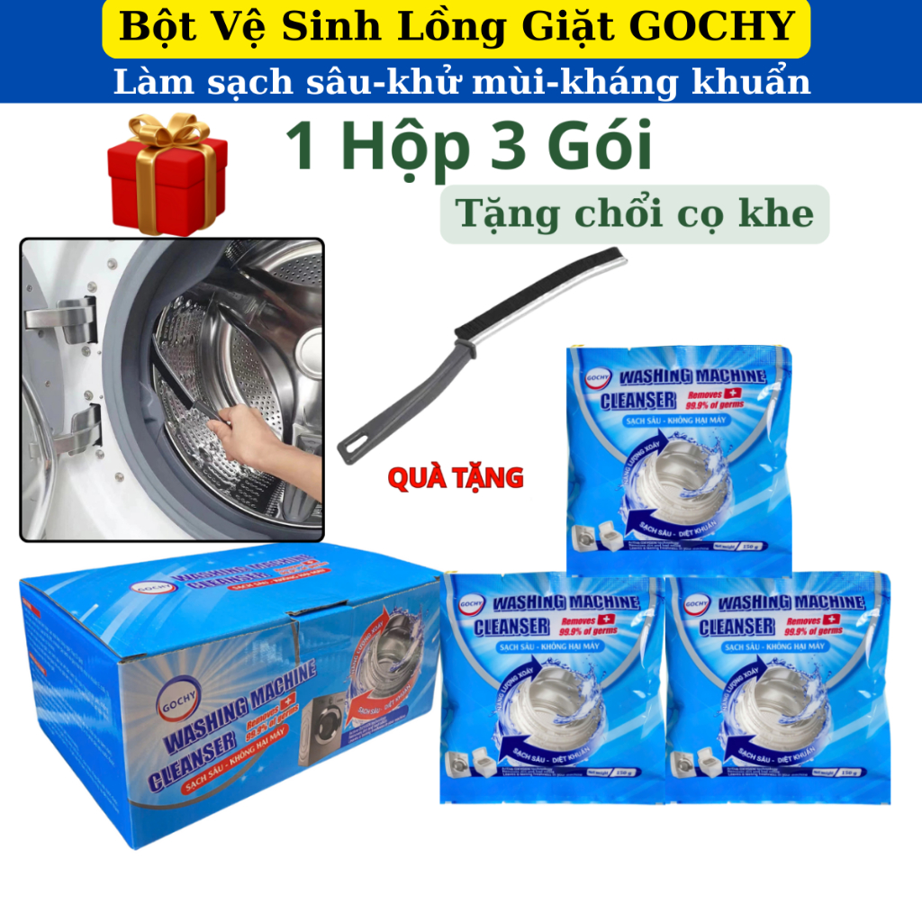 [Tặng Chổi Đa Năng] Combo 3 Gói Bột Vệ Sinh Lồng Giặt Gochy Giúp Làm ...