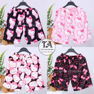 Q01- Hello Kitty Mèo Dễ Thương - Quần Short Lững Cartoon Nam Nữ Hoạt hình 38 - 85kg