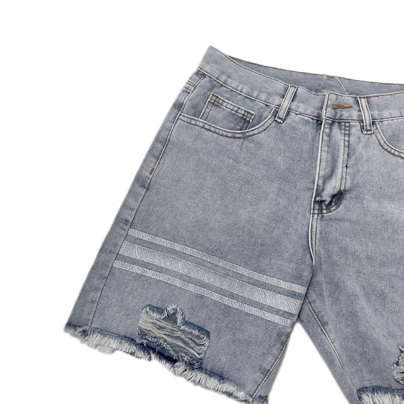 QUẦN SHORT JEAN THÊU 3 VIỀN TƯA ỐNG - TONE XÁM, ĐỊNH LƯỢNG 360GSM, TRÊN GỐI | TMTD13