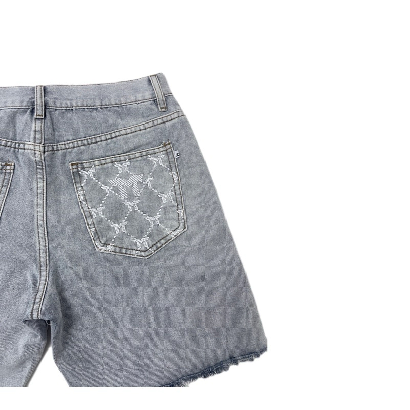 QUẦN SHORT JEAN THÊU 3 VIỀN TƯA ỐNG - TONE XÁM, ĐỊNH LƯỢNG 360GSM, TRÊN GỐI | TMTD13