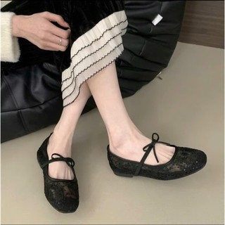 (Lùi 1sz) Giày bệt nữ ren nơ tiểu thư nhẹ nhàng, gọn chân đế siêu êm Mã 076