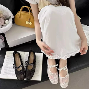 Giày bệt nữ ren nơ tiểu thư nhẹ nhàng, gọn chân đế siêu êm Mã 076
