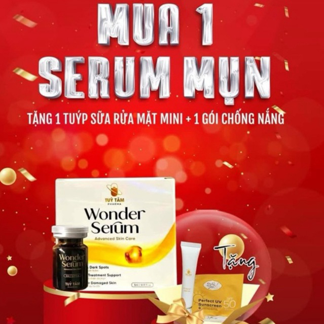Tinh chất Wonder Serum Mụn dưỡng ẩm, làm mát vét mụn mọc, trắng da chai 5ml - Tuỳ Tâm Pharma