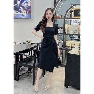 ĐẦM NỮ DỰ TIỆC CÓ TAY DÁNG SUÔNG PHỐI BÈO NHÚNG EO CHE KHUYẾT ĐIỂM PHONG CÁCH NỮ TÍNH SANG TRỌNG PHÙ HỢP