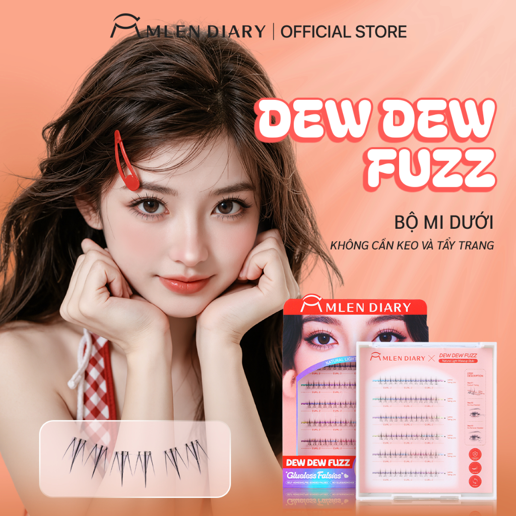 MLEN DIARY Lông Mi Giả Tự Dính BST Mới Được Cải Tiến Cụm Mi Giả Tự Nhiên Có Thể Tái Sử Dụng