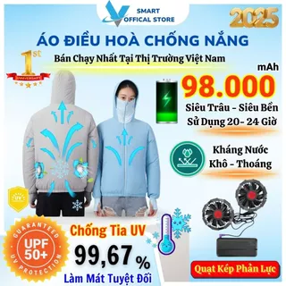 Áo Quạt Điều Hoà Chống Nắng Pin Trâu 98.000 mAh, Áo Làm Mát Cơ Thể Tự Động Thổi Khí Điều Hoà Nhiệt Độ