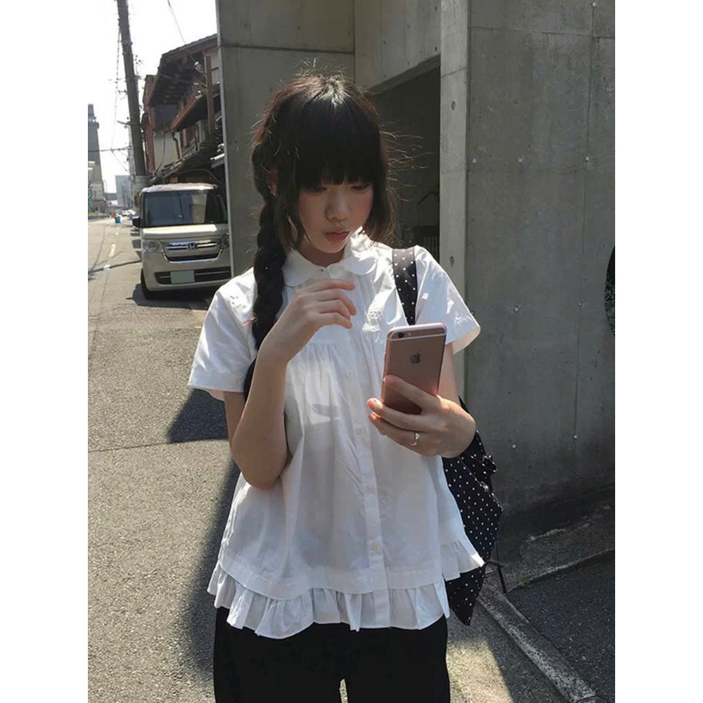 Áo sơ mi babydoll chất vải thô nến Miha Studio