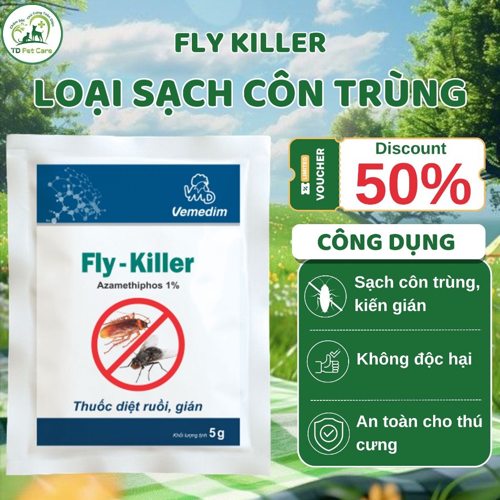 Gói Bột Diệt Ruổi Kiến Gián Hiệu Quả Tận Gốc Fly Killer- Diệt Côn Trùng Ve Bọ Kiến Dán TD Pet Care