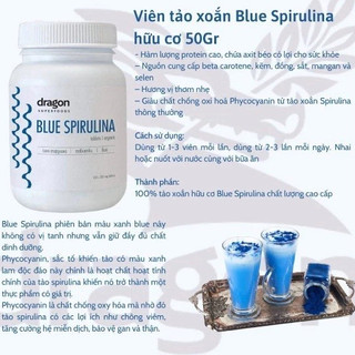 Viên tảo hữu cơ Dragon Superfoods/ Diet-food Spirulina/ Chlorella/ Blue Spirulina tablets
