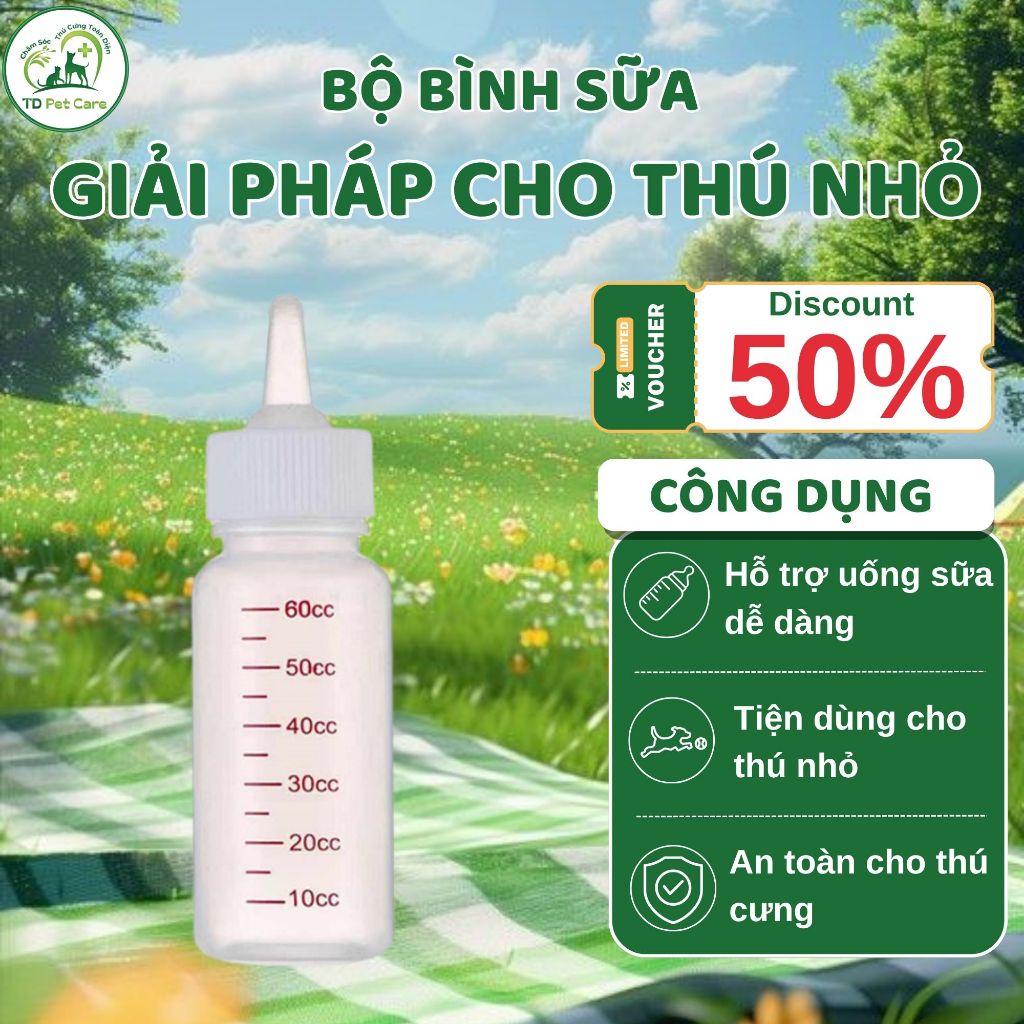Bình Ti Sữa Dành Cho Chó Con Và Mèo Con 60ml - Bình Sữa Dành Cho Thú Cưng TD Pet Care