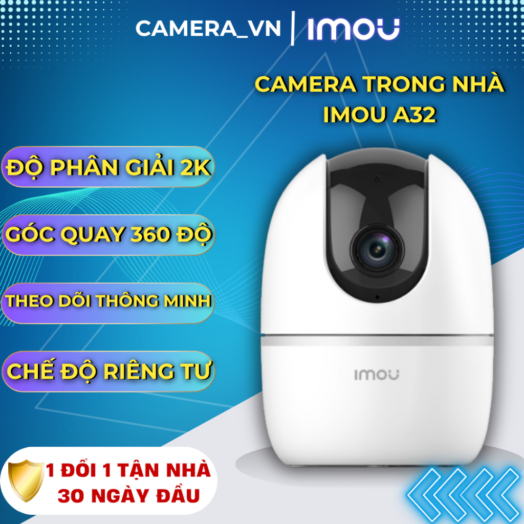 Camera Imou A32,camera wifi trong nhà Độ Phân Giải 3mp, Xoay 360 Độ, Đàm Thoại 2 Chiều,  Thanh Cảnh Báo Còi Hú