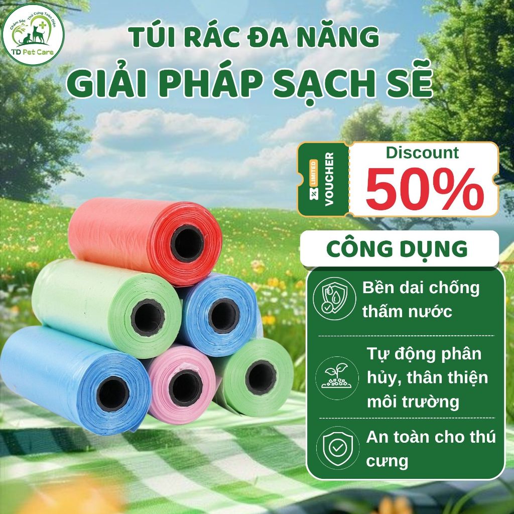 Túi Nilon Đựng Chất Thải Chó Mèo Loại Xịn - Tẩy giun San Pet TD Pet Care