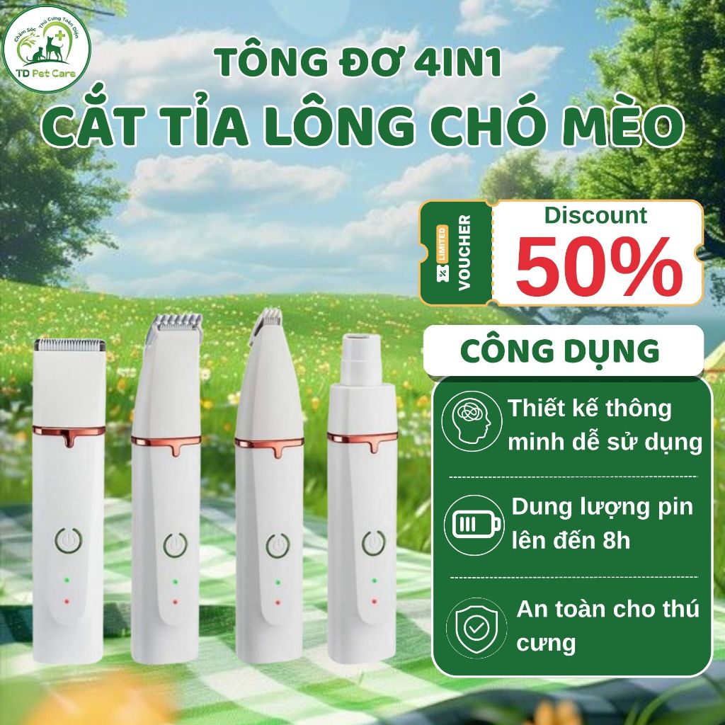 Tông Đơ Cắt Lông Chó Cho Chó Mèo 4IN1- Tăng Đơ Cắt Lông Chó Dễ Dàng ,Kéo Cắt Tỉa Lông Chó Mèo