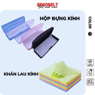 Combo hộp đựng kính và khăn lau kính Broobelt chất liệu vải mềm mịn đa năng PKK11
