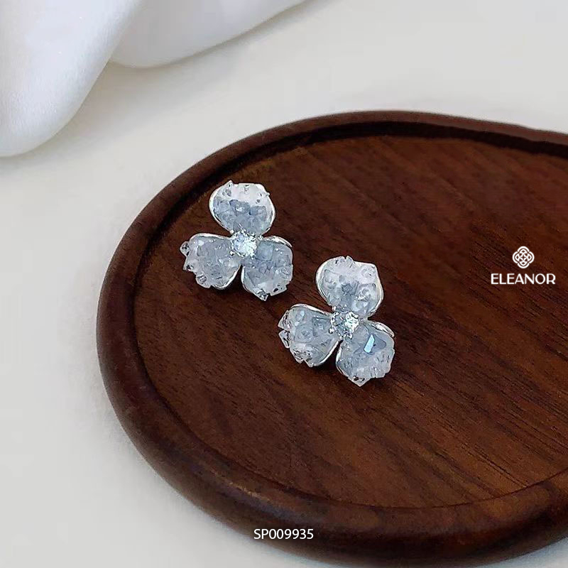 Bông tai nữ chuôi bạc 925 Eleanor Accessories hình hoa khuyên tai đính đá phụ kiện trang sức 9664