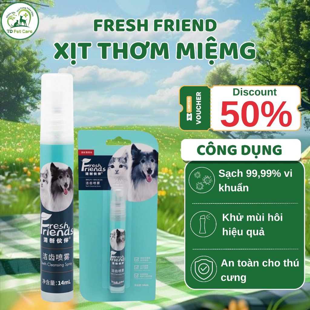 Lọ Xịt Thơm Miệng Cho Chó Và Cho Mèo FRESH FRIEND - Xịt Thơm Miệng TD Pet Care