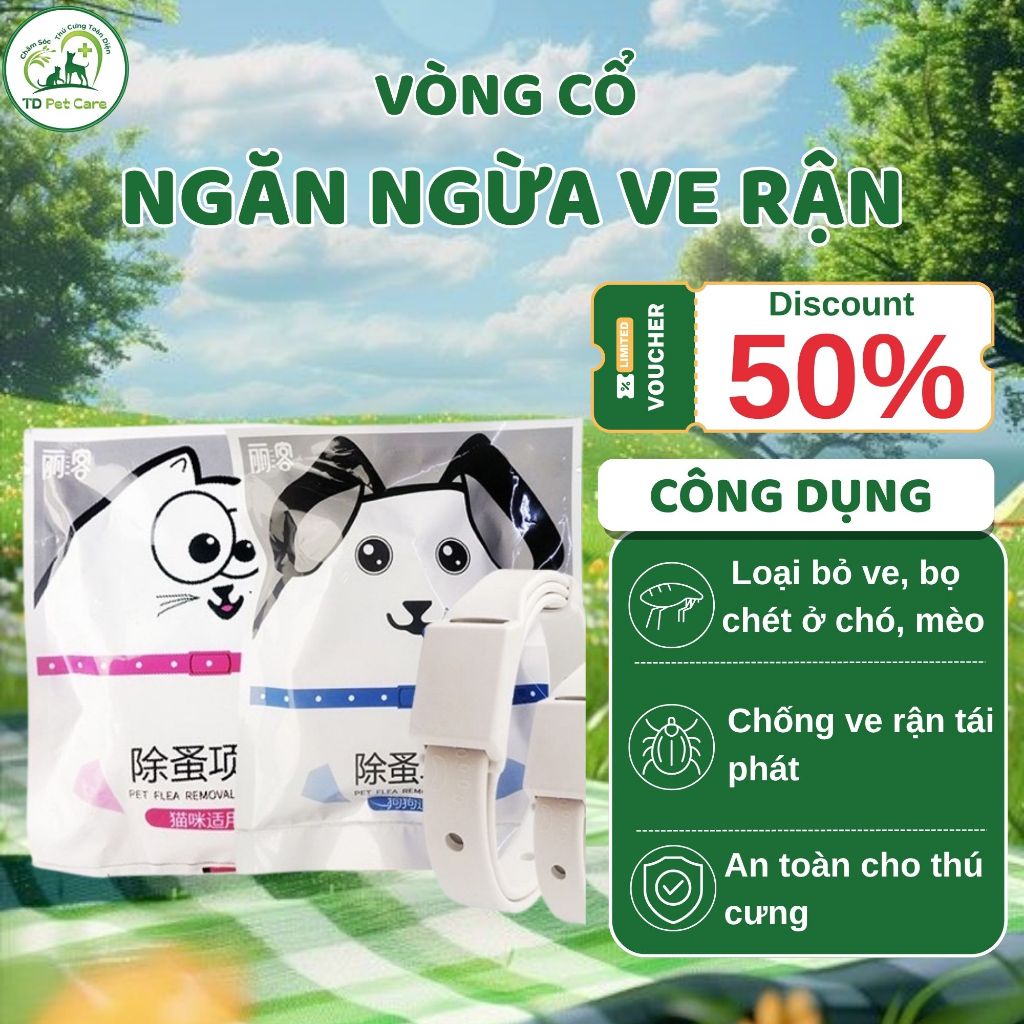 Vòng Cổ Đuổi Ve Rận Dành Cho Chó Mèo Màu Hồng - Vòng Ngừa Dận Bọ TD Pet Care