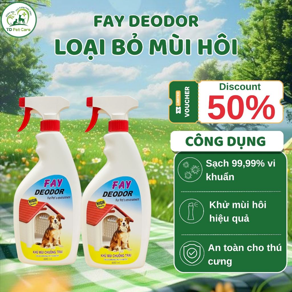 Lọ Xịt Khử Mùi Chuồng Chó Mèo FAY DEODOR 350 ML - Dung Dịch Xịt Chuồng Khử Mùi TD Pet Care