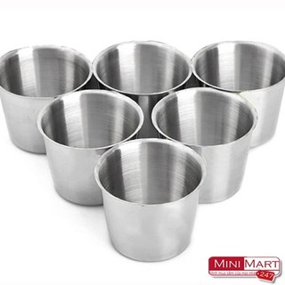 Bộ 5 ly Inox TRƠN cao cấp làm đá, bánh flan, bánh nướng