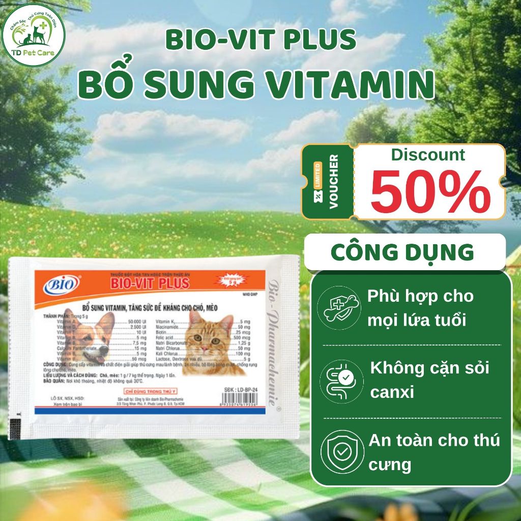ComBo 10 Gói Bổ Sung Vitamin Cho Chó Mèo TD Vit Plus - Vitamin Tổng Hợp Ăn Ngon TD Pet Care