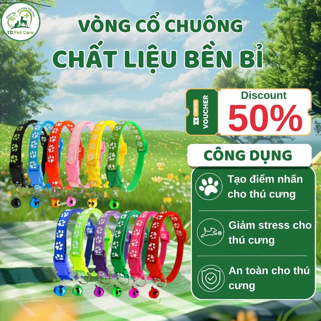 Vòng Cổ Có Chuông Thời Trang Dành Cho Chó Mèo Loại Xịn - Vòng Chuông Bấm Chó Mèo TD Pet Care