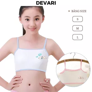 Áo lót học sinh hai dây mảnh mỏng nhẹ không đệm mút thoáng mát họa tiết hoạt hình cute DEVARI A154