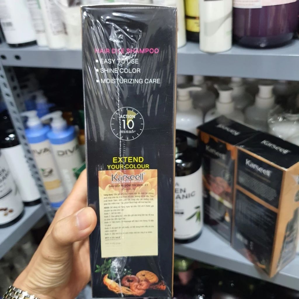 Dầu Gội Phủ Bạc Karseell Maca Essence 500ml | Hỗ Trợ Lên Màu Đen/Nâu, Che Tóc Bạc Tại Nhà.