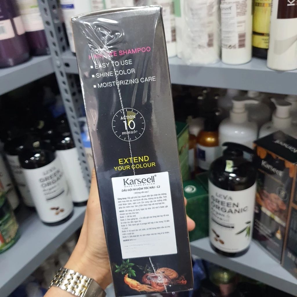Dầu Gội Phủ Bạc Karseell Maca Essence 500ml | Hỗ Trợ Lên Màu Đen/Nâu, Che Tóc Bạc Tại Nhà.