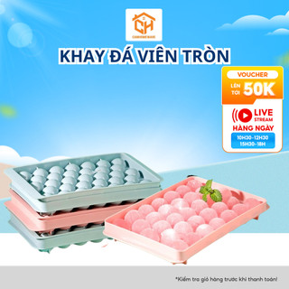 Khay Đá Tròn 33 Viên Việt Nhật, Khuôn Làm Đá Có Nắp Đậy Hình Bi Cam HomeWare