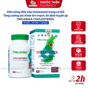 Viên uống giảm mỡ máu, gan nhiễm mỡ Cholesterol Organika hỗ trợ tim mạch, giảm tai biến 60 viên