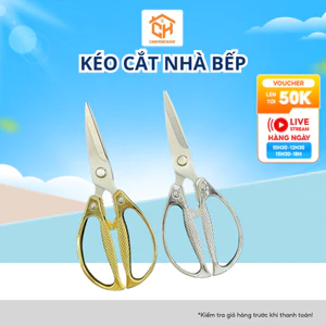 Kéo Cắt Nhà Bếp Đa Năng, Kéo Cán Vàng Chất Liệu Inox Không Gỉ Cao Cấp Cam Homeware