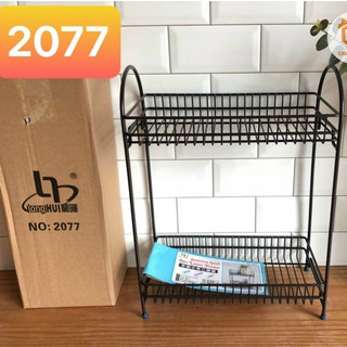 Kệ Giàn Gia Vị Đen Sắt Bọc Nhựa Lắp Ghép 2 Tầng Để Bàn Cam Homeware