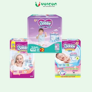 Tã /Bỉm Bobby siêu mỏng nhẹ ,thoáng khí gấp 2 lần giúp giảm nhiệt bên trong - Giao bao bì ngẫu nhiên