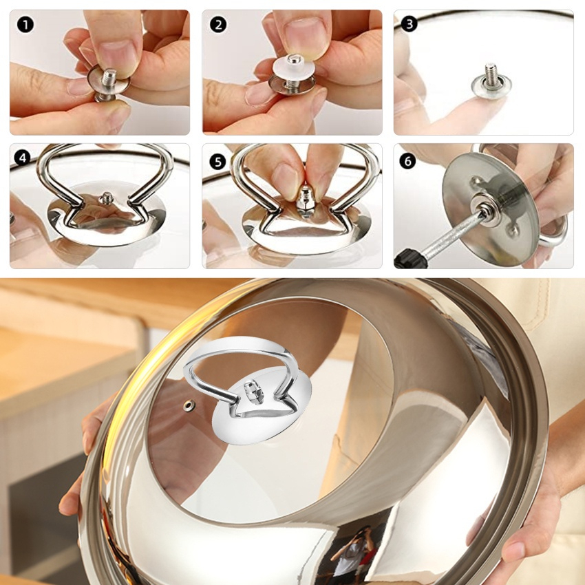 Núm Vung Nồi Inox Cao Cấp - Núm Thay Thế, Tay Cầm Vung Xoong Dẹt