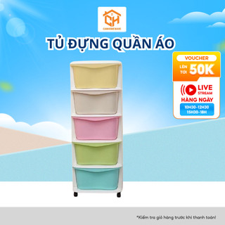 Tủ Đựng Quần Áo Đa Sắc 3638, Kệ Đựng Đồ Đa Năng Loại Lắp Ghép 5 Tầng Nhựa PP Cao Cấp Chuẩn Xịn Việt Nhật Cam Homeware