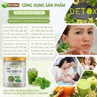 Bột diếp cá nguyên chất DETONIC hỗ trợ nóng trong, giảm mụn nhọt táo bón trĩ, giúp thanh lọc cơ thể tốt cho hệ tiêu hoá.