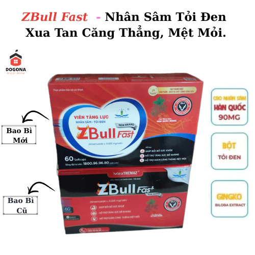 1 Hộp (60 viên) -Viên Tăng Lực Nhân Sâm Tỏi Đen ZBULL FAST - bồi bổ sức khỏe, tăng sức đề kháng, giảm căng thẳng mệt mỏi