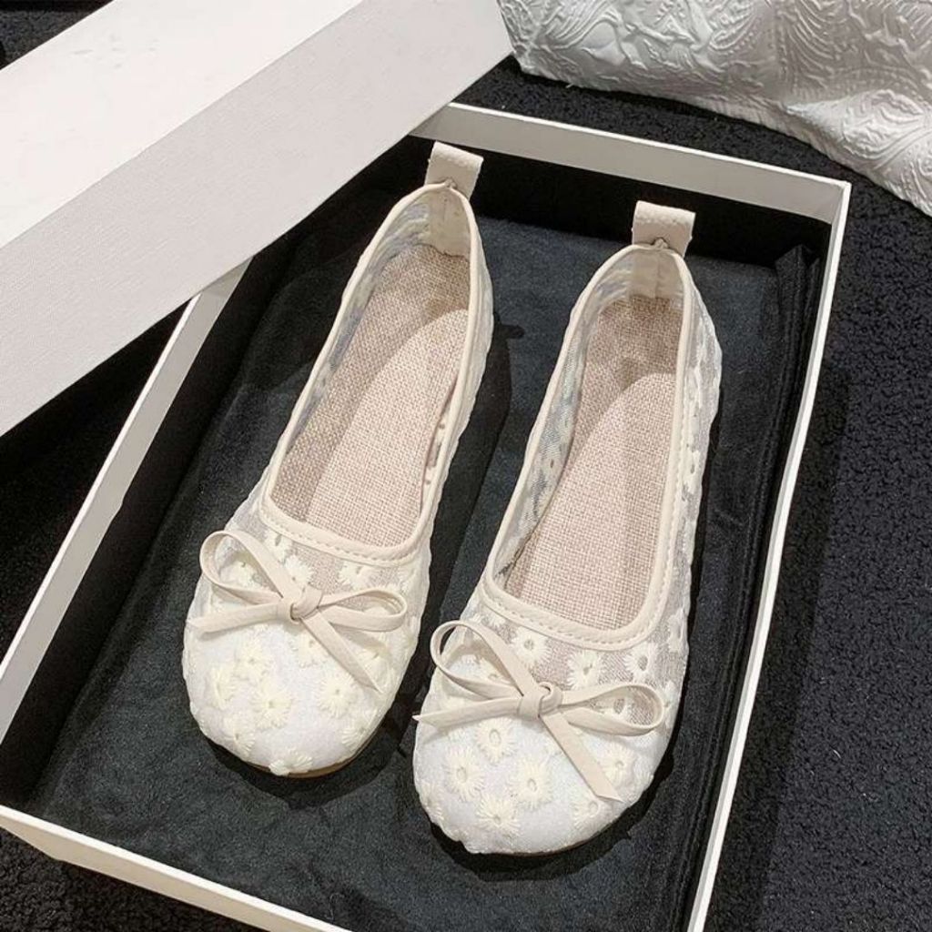 Giày Búp Bê Nữ, Giày Nữ Bệt Búp Bê Phối Hoa Cúc Style Tiểu Thư Cho Các Nàng Sang Chảnh N37 || AnshoesDynasty