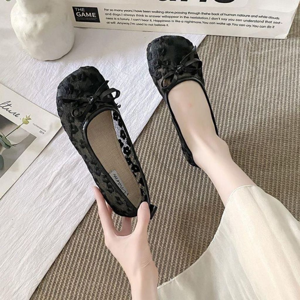 Giày Búp Bê Nữ, Giày Nữ Bệt Búp Bê Phối Hoa Cúc Style Tiểu Thư Cho Các Nàng Sang Chảnh N37 || AnshoesDynasty
