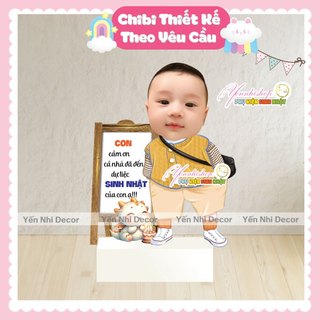 Chibi sinh nhật kèm bảng cảm ơn cho bé trai Yến Nhi Shop