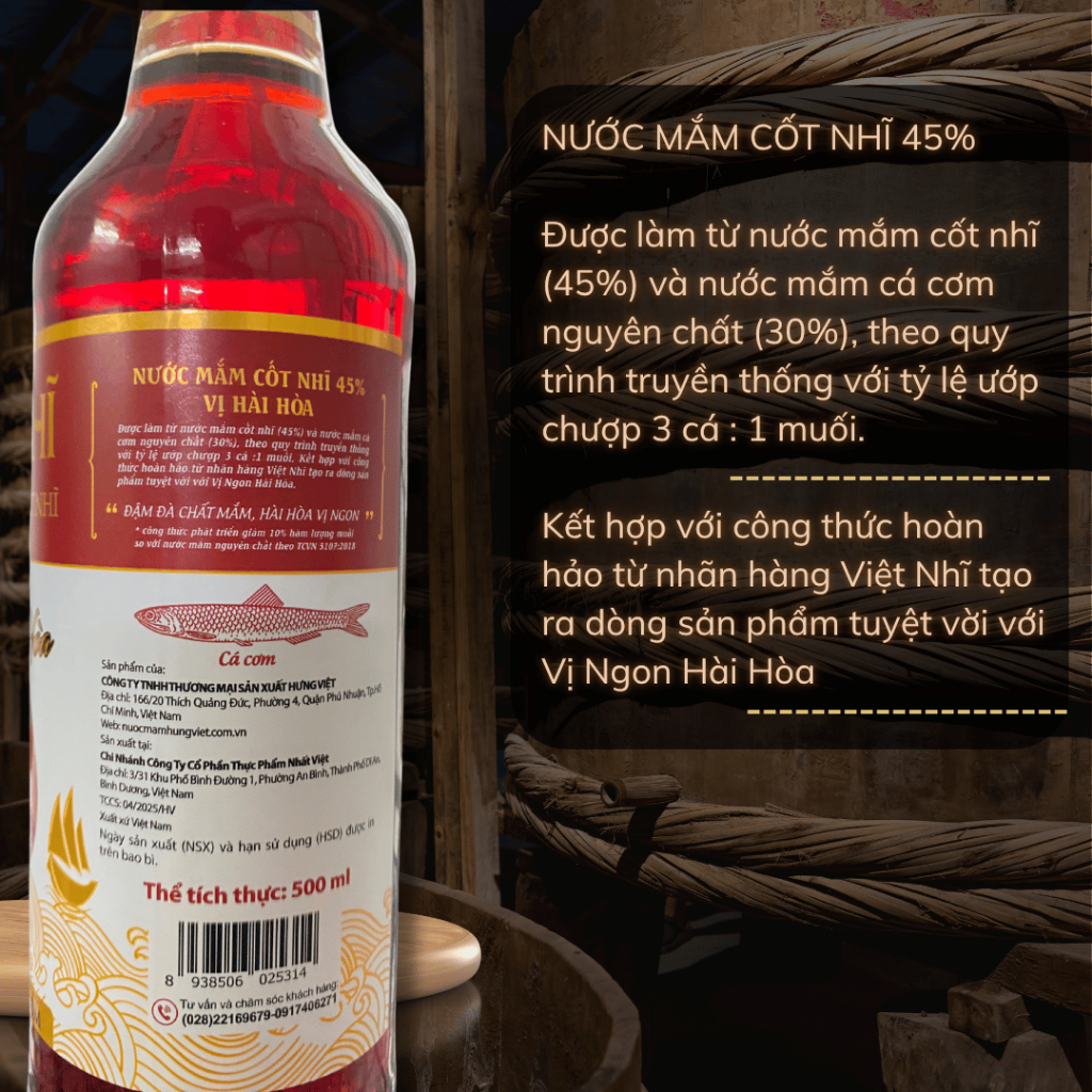 Nước mắm cốt nhĩ Việt Nhĩ 45% độ đạm 510ml - Ngon tròn vị, thơm dịu nhẹ