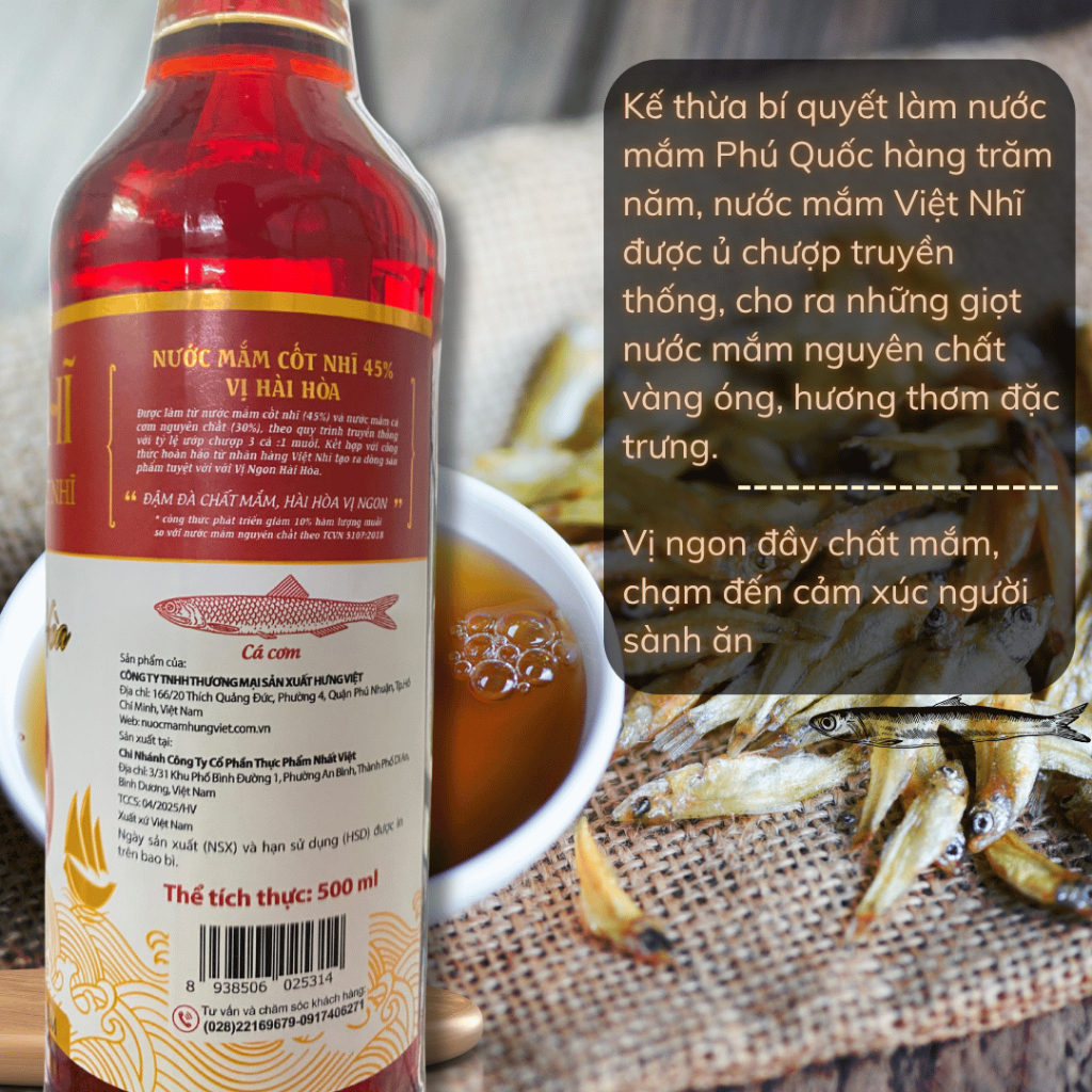 Nước mắm cốt nhĩ Việt Nhĩ 45% độ đạm 510ml - Ngon tròn vị, thơm dịu nhẹ