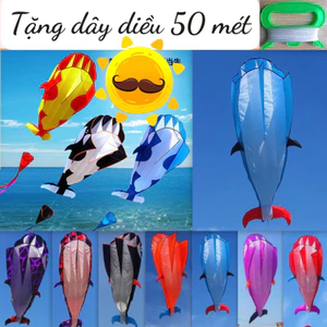 Diều cá heo khí động học khổng lồ dài 2.1 mét, thêm phần đuôi mềm mại siêu dài, loại không thép mềm mại bay trong gió