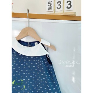 [B&G] Đầm váy suông dáng chữ A gam màu xanh navy sang trọng, họa tiết nơ cho bé gái từ 12-45kg