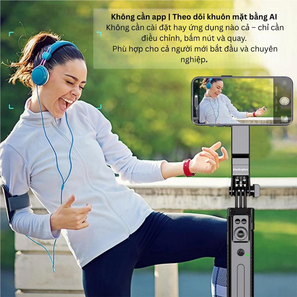 Tiankeplus Gậy Chụp Hình 2in1 tripod Có LED Dài 1M9 Theo Dỗi AI 360°, Tích Hợp Nam Châm, Dùng 2 Máy Cùng Lúc, Bluetooth